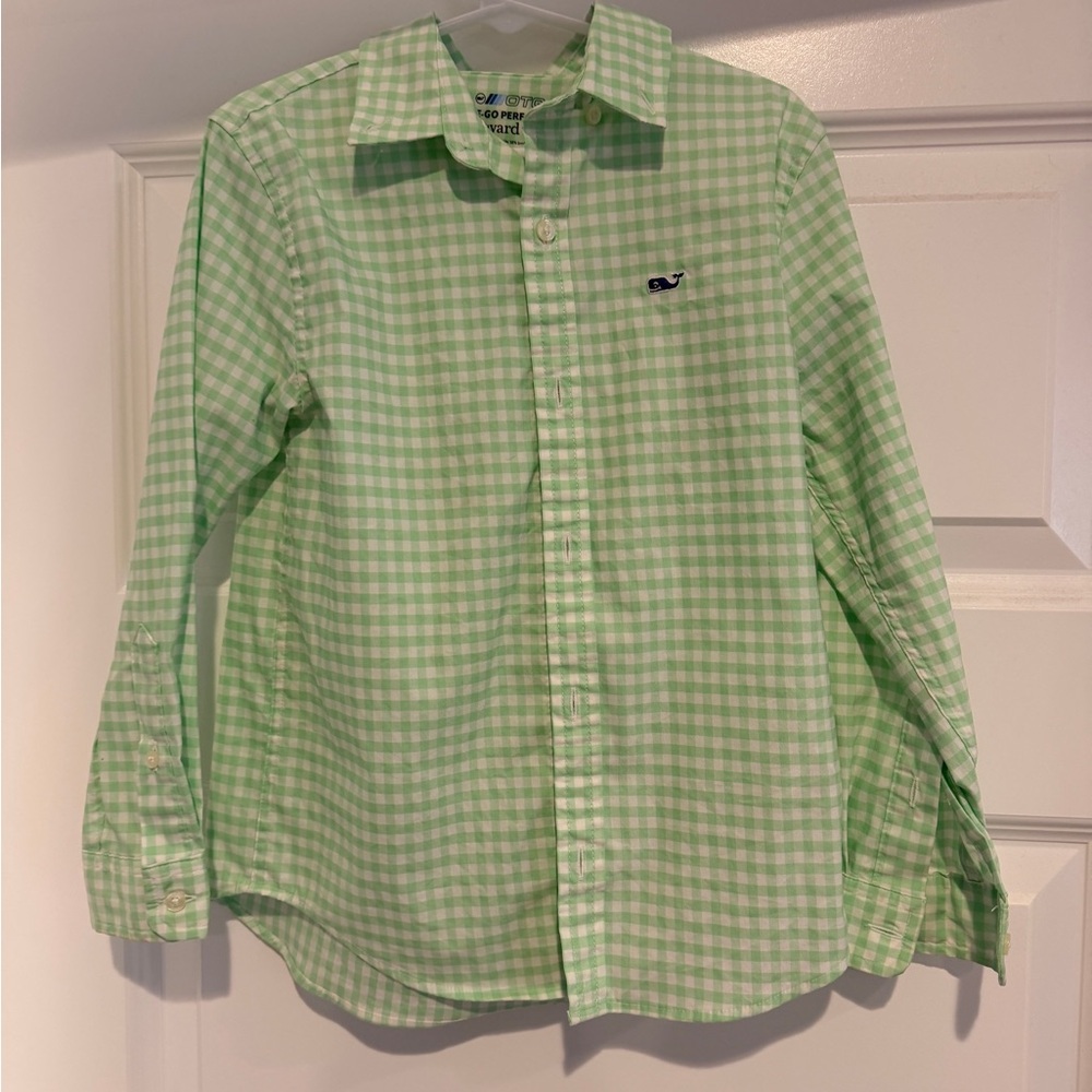 Vineyard Vines Light Green Gingham Shirt